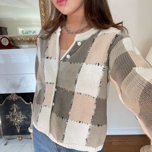 Vintage color block knit sweater 💚